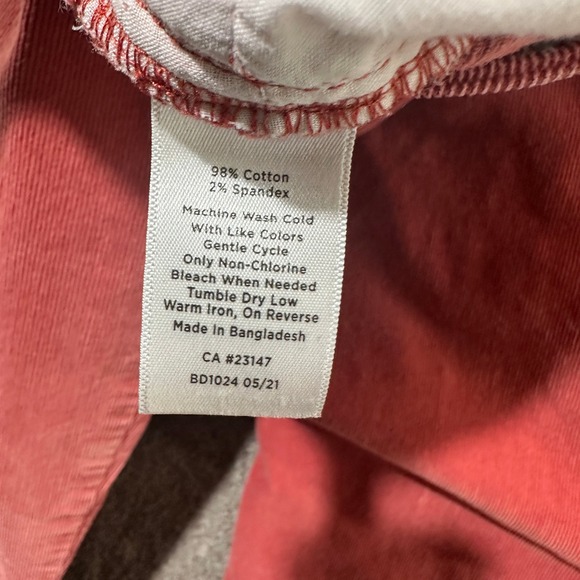 Talbots Simply Flattering Corduroy Pants Women 14 Pink High Rise Straight - Picture 12 of 12